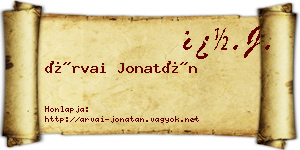 Árvai Jonatán névjegykártya